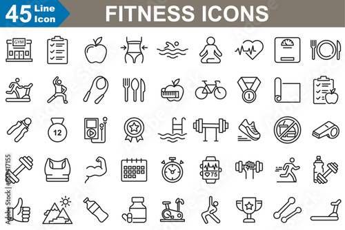 Fitness icon set vector illustrator. 