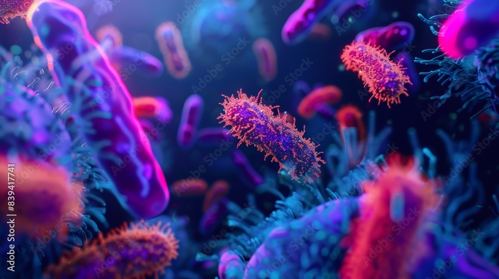 Close-up of colorful bacteria, misidentified as E. coli, Salmonella, and Shigella Close-up of colorful bacteria, misidentified as E. coli, Salmonella, and Shigella