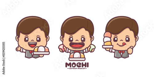 cartoon mascot design with japanese food mochi