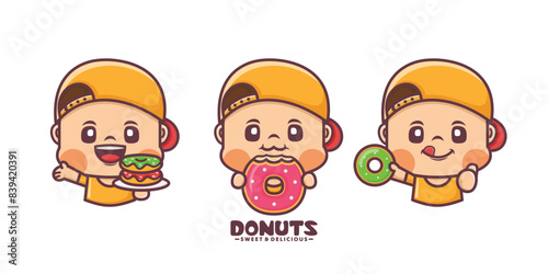 donuts cartoon mascot design, for culinary and other businesses