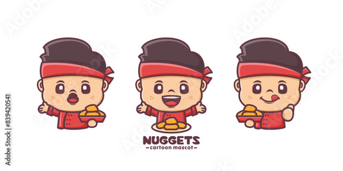 set mascot cartoon with nuggets