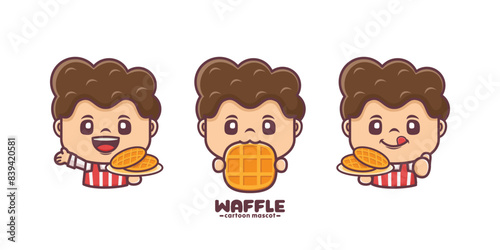 cute cartoon mascot with waffle