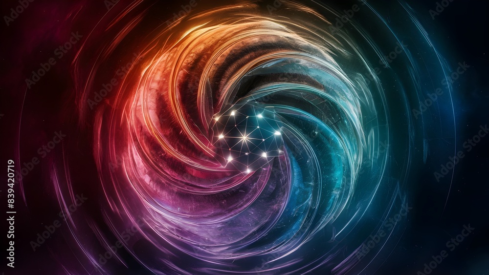 A swirl of vibrant colors merging into a cosmic dance. A swirl of vibrant colors merging into a cosmic dance.