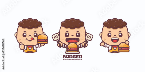 cute cartoon mascot with burger