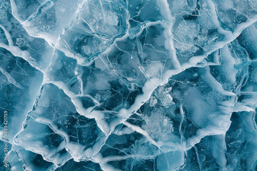 Aerial view of a frozen lake, capturing the intricate cracks and patterns formed in the ice. Emphasize the clean, sharp lines and the subtle variations in the ice texture. Aerial view of a frozen lake, capturing the intricate cracks and patterns formed in the ice. Emphasize the clean, sharp lines and the subtle variations in the ice texture.