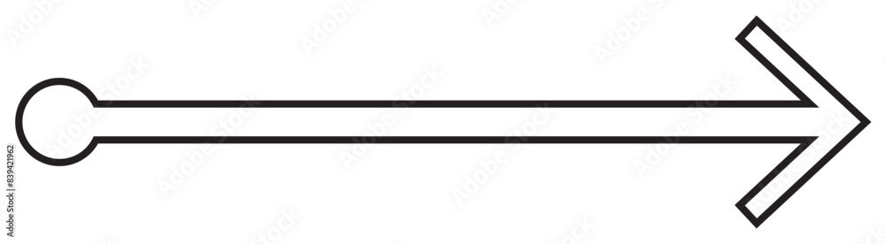 Straight line with point on start and arrow on finish. Symbol of direction, aim, target, path, easy challenge, fast way, ideal plan isolated on white background. Vector graphic illustration Straight line with point on start and arrow on finish. Symbol of direction, aim, target, path, easy challenge, fast way, ideal plan isolated on white background. Vector graphic illustration