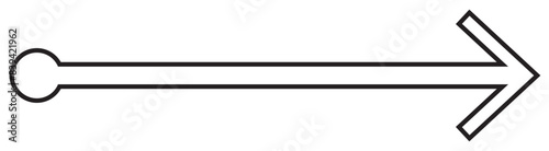 Straight line with point on start and arrow on finish. Symbol of direction, aim, target, path, easy challenge, fast way, ideal plan isolated on white background. Vector graphic illustration