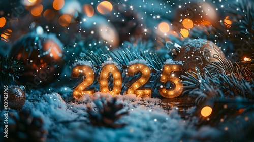 closeup tree snow covered branch promotional flashy modern background corporate holograms atmosphere cheerful numerical mid end word foresee photo