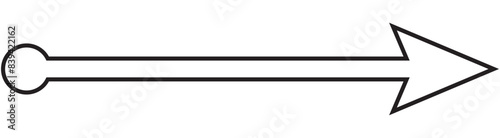 Straight line with point on start and arrow on finish. Symbol of direction, aim, target, path, easy challenge, fast way, ideal plan isolated on white background. Vector graphic illustration