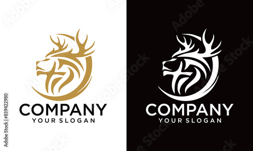 Vintage hipster lion head emblem logo design. Lion head line art vector icon