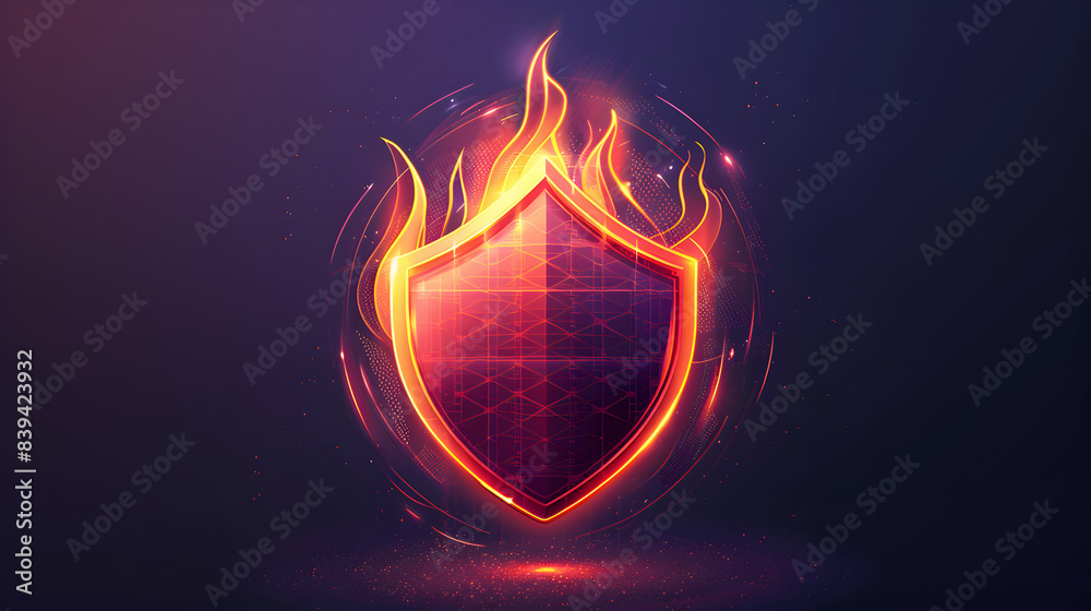 2D Vector Firewall Icon with Flame Symbol for Cyber Security Protection Concept 2D Vector Firewall Icon with Flame Symbol for Cyber Security Protection Concept