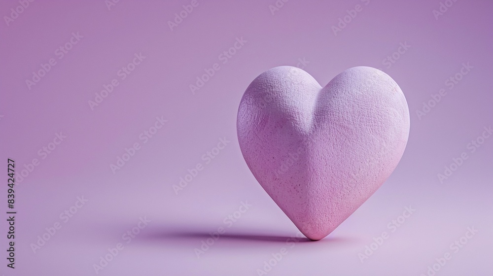 Fototapeta premium 3D clay heart, front perspective, love hues, against a pastel purple base
