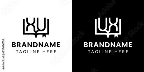 Letters UX and XU Book Logo, suitable for business related to book with UX or XU initials