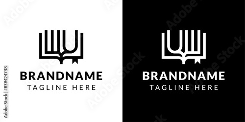 Letters UW and WU Book Logo, suitable for business related to book with UW or WU initials