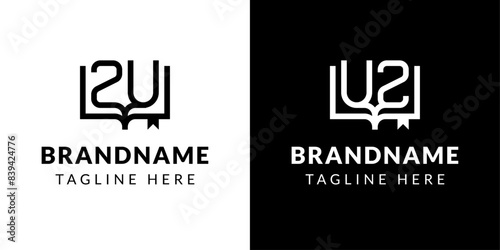 Letters UZ and ZU Book Logo, suitable for business related to book with UZ or ZU initials