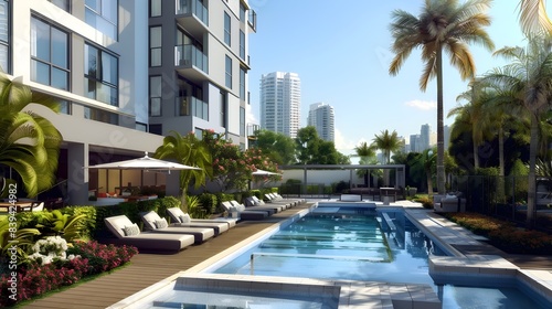 Stylish Senior-Friendly High-Rise with City Skyline Views and Spacious Balconies © pkproject