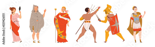 Ancient Romans Character as Cultural Ethnicity or Nationality from Classical Antiquity Vector Set