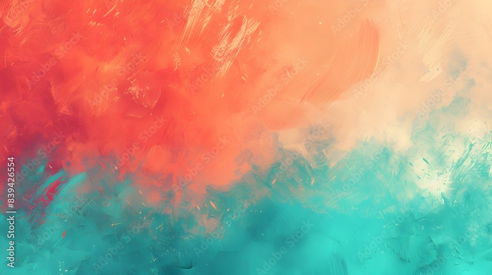 Fototapeta premium Gradient from aquamarine blue to tangerine abstract backdrop