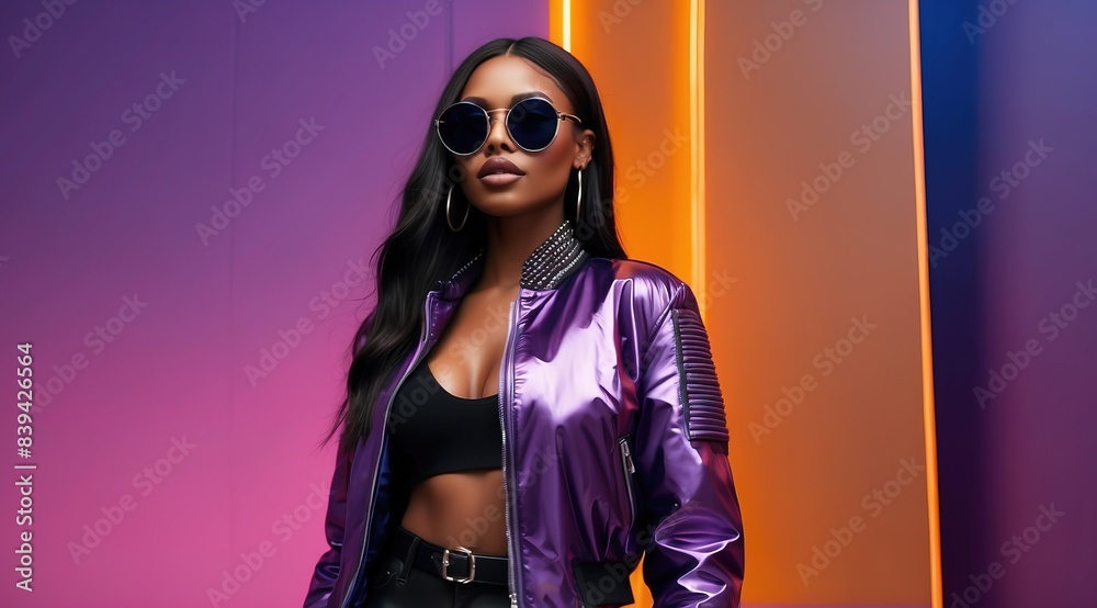 Black woman model wearing trendy clothes and makeup, model in trendy dress, photoshoot Black woman model wearing trendy clothes and makeup, model in trendy dress, photoshoot
