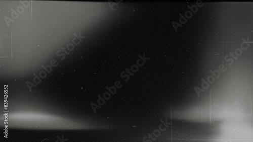 Old film texture with scratches, noise and light leaks. Realistic transparent overlay film texture in black-white, dust and grain. Distressed retro movie or photo negative effect of cinema nostalgia