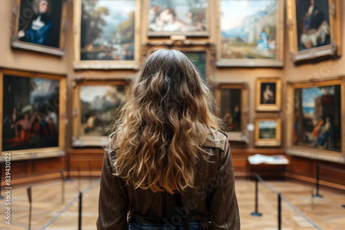 Woman in Museum Watching Paintings © Bojan
