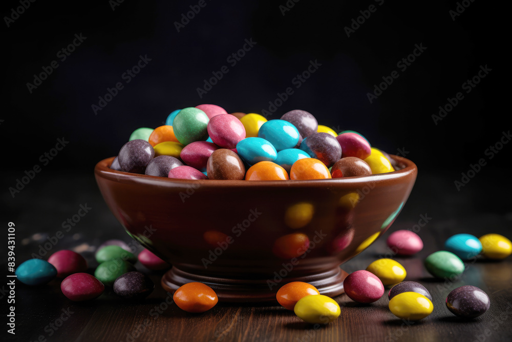 generated Illustration of bowl of colorful coated candy generated Illustration of bowl of colorful coated candy