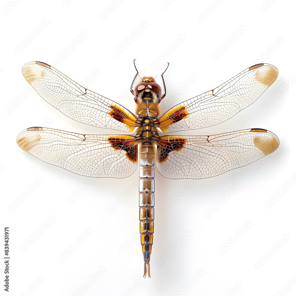 Dragonfly on white background