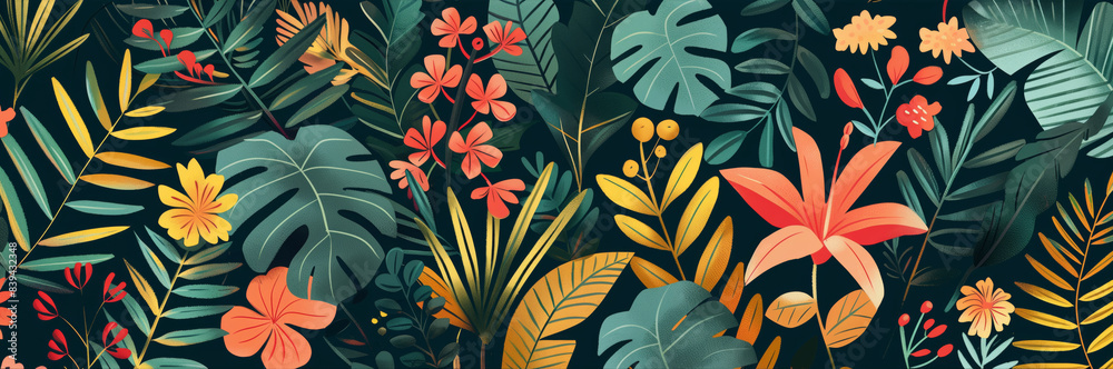 Botanical illustrated pattern background Botanical illustrated pattern background