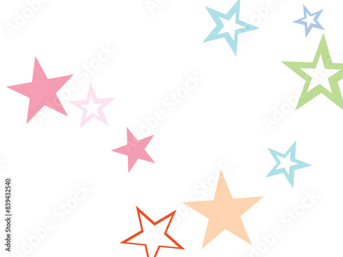 Object fountain organized from random sparcle star pictographs as fireworks.