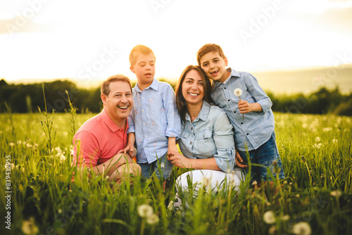 Nice family Playing on great field at Sunset © Louis-Photo