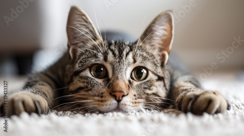 cat lying down with big eyes