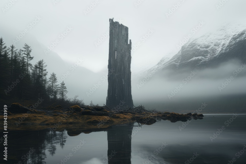Obraz premium Impressive Dense nordic tower. Urban brick season. Generate Ai
