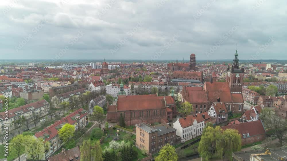 Gdansk Poland time lapse high angle view city skyline at old town Gdansk Poland time lapse high angle view city skyline at old town