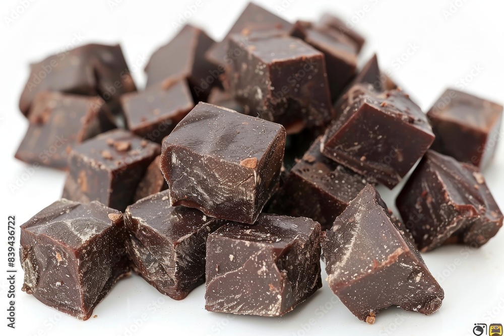 Chunky dark chocolate pieces, capturing the essence of rich and indulgent gourmet chocolate perfect for culinary presentations and dessert photography Chunky dark chocolate pieces, capturing the essence of rich and indulgent gourmet chocolate perfect for culinary presentations and dessert photography