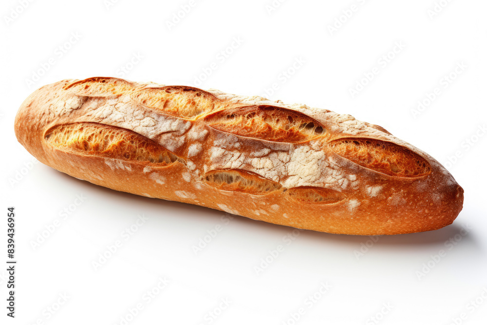 generated illustration of french baguette with a crisp golden crust on a white background generated illustration of french baguette with a crisp golden crust on a white background