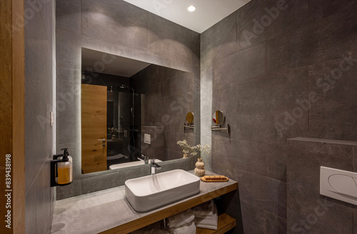 Interior of a modern hotel bathroom