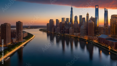 Urban skyline  financial and technological center of the city  high-rise office buildings  commercial and technological  background and banners