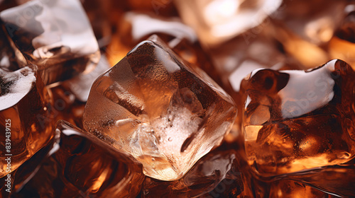 generated illustration of  detail of cola drink with ice cubes