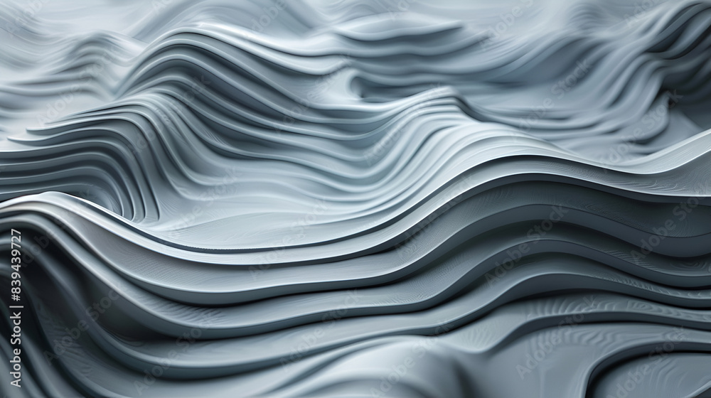Obraz premium Metallic abstract wavy liquid background. 3d render illustration, 3d rendering of abstract wavy surface in black and white colors