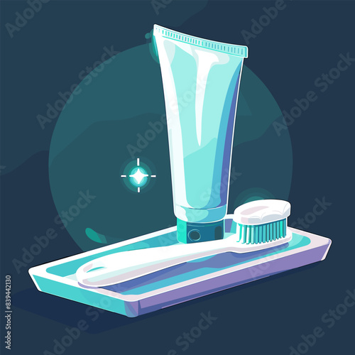 vector toothpaste and toothbrush .Generative AI