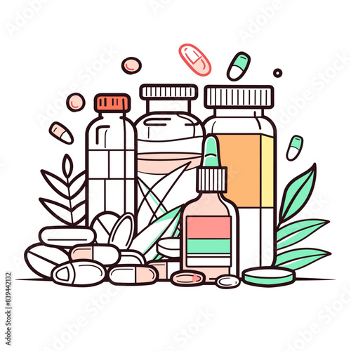 vector minimalism medicines set .Generative AI