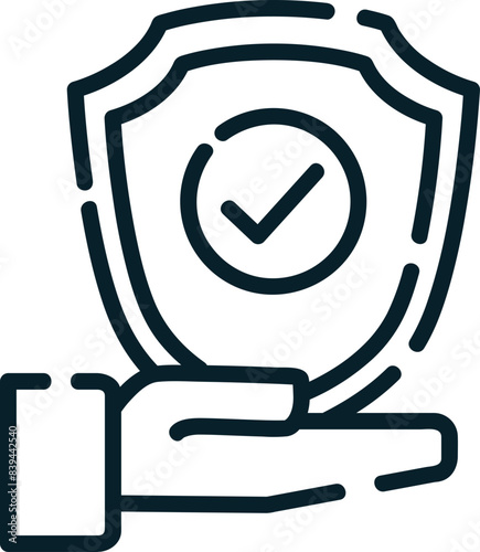 Shield security, hand-drawn startup icon.