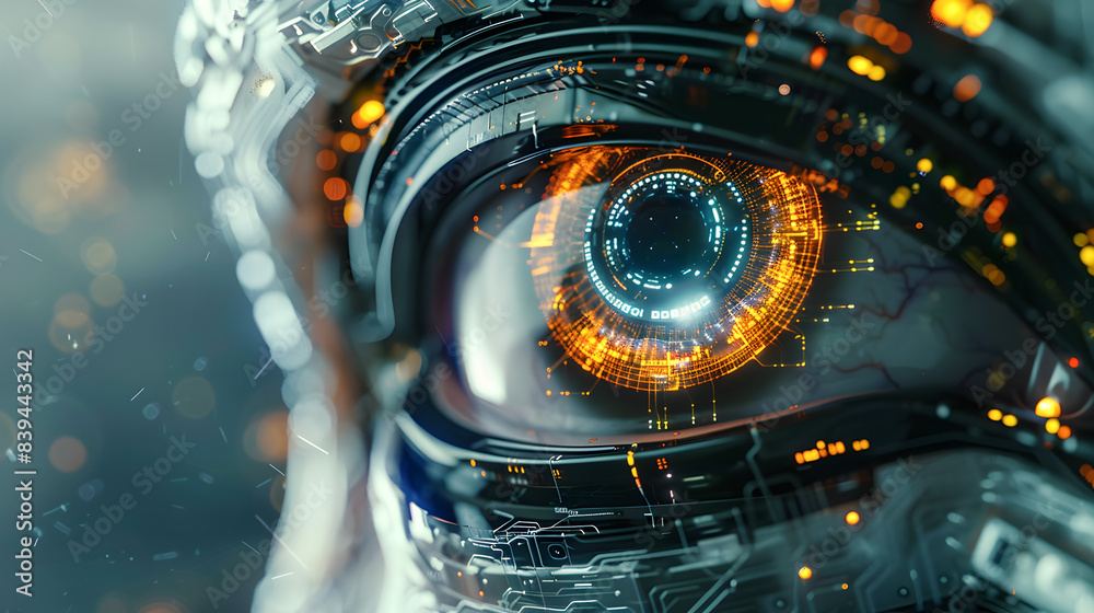 Digital Surveillance: Extreme Close-up of Robotic or Bionic Eye with Advanced Circuitry Digital Surveillance: Extreme Close-up of Robotic or Bionic Eye with Advanced Circuitry