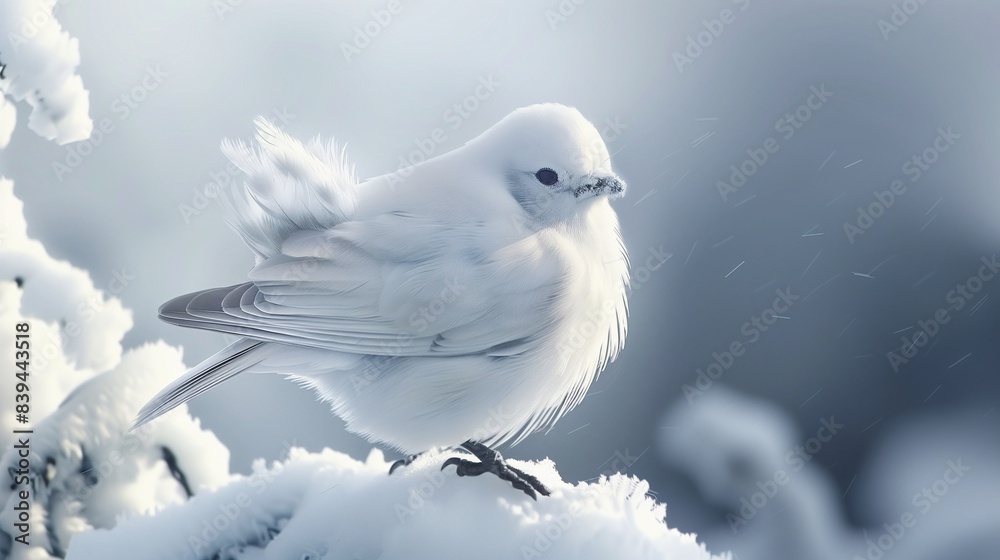 Snowfeather: A bird with feathers as white as snow, symbolizing purity and grace Snowfeather: A bird with feathers as white as snow, symbolizing purity and grace