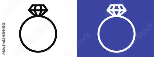 Diamond ring icon logo set vector