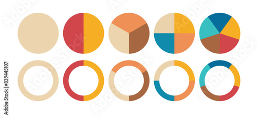 Pie chart set. Colorful diagram collection with. Circle icons for infographic. Vector