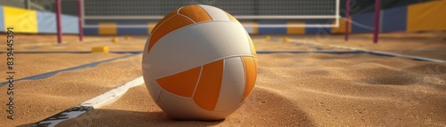 3D model of a beach volleyball on a sandy court photo