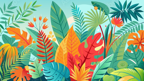 Tropical leaf background with colorful leaves