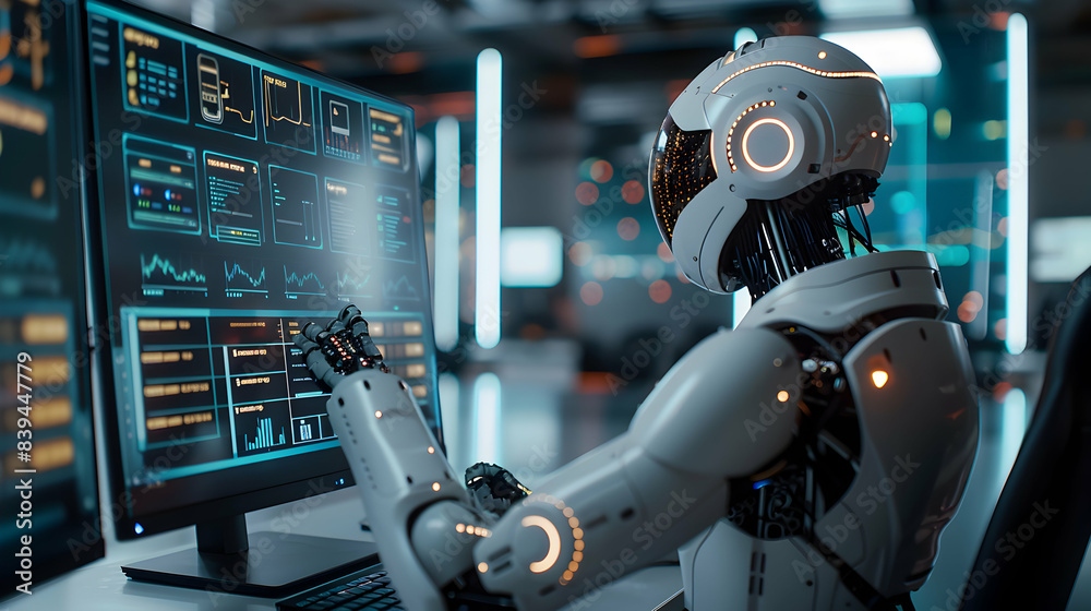 Social Media Manager Using AI Tools for Content Scheduling: Automation Efficiency in Office Environment Photo Realistic Stock Concept Social Media Manager Using AI Tools for Content Scheduling: Automation Efficiency in Office Environment Photo Realistic Stock Concept