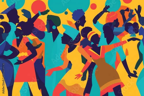 Vibrant Celebration of Diversity with Dancing Women Silhouettes